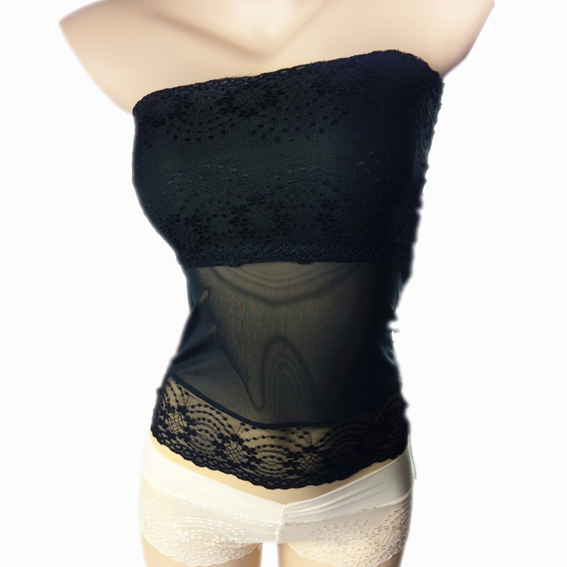 加长全蕾丝性感女士紧身背心 长款女士透明网纱背心 新款R004