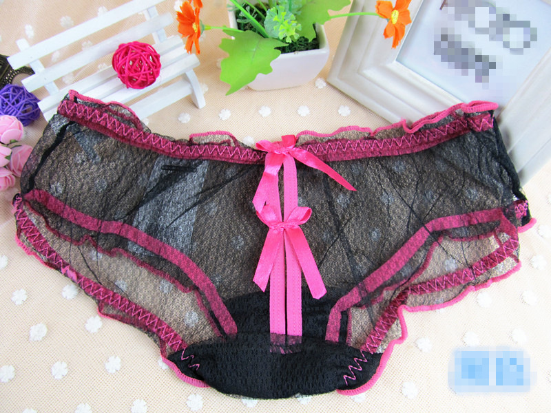 希雅妮5616 镂空糖果色性感蕾丝内裤 女士透明蝴蝶结低腰情趣内裤