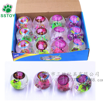 TPU page card flash crystal ball shining elastic ball with rope skipping ball flash ball wholesale custom