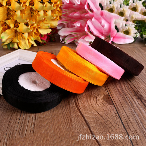 jinfeng DIY Gift Packing Ribbon， transparent Silk with Snow Ribbon Ornament Accessories Spot 2.1cm