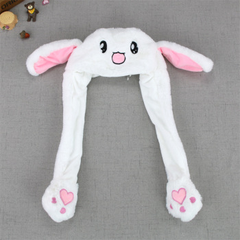 抖音同款兔耳朵帽会动的帽子网红兔帽兔子毛绒