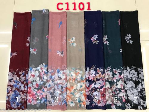 Large Flower Pattern Fashion Bali Yarn Scarf Summer Shawl with Various Colors and Styles