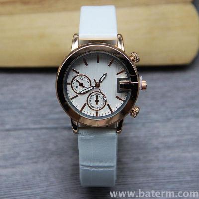 Korean version of the new style rose gold personality dial imitation double eyelid belt ladies watch student watch