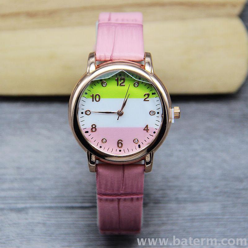 New style fashion selling personality color three color literal leather belt ladies watch student watches