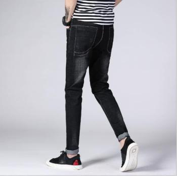 新款弹力抖音牛仔裤男式黑色韩版修身休闲长裤