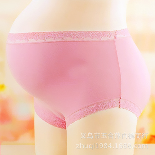 高腰无痕孕妇内裤 大码弹力花边纯色大肚子胖人女士内裤 6604