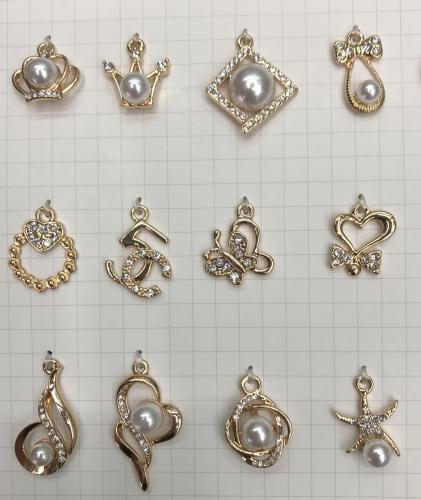 [Huadian Accessories] Hardware Metal Point Diamond Pearl Jewelry Accessories Pendant Pendant