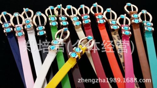 Summer New Candy Color Belt Women‘s Belt Women‘s Korean-Style All-Match Diamond-Embedded Belt Thin Rhinestone Belt Belt