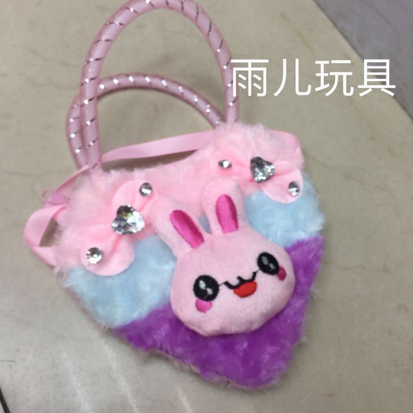 毛绒玩具包拼色挎包儿童手提包钻石小包外贸包包钱包卡通可爱背包
