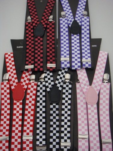 Men‘s and Women‘s 2.5 Wide Plaid 3-Grid Strap Suspenders Casual Versatile Korean Style