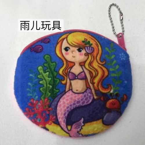 plush bag mermaid wallet plush wallet coin purse printing bag
