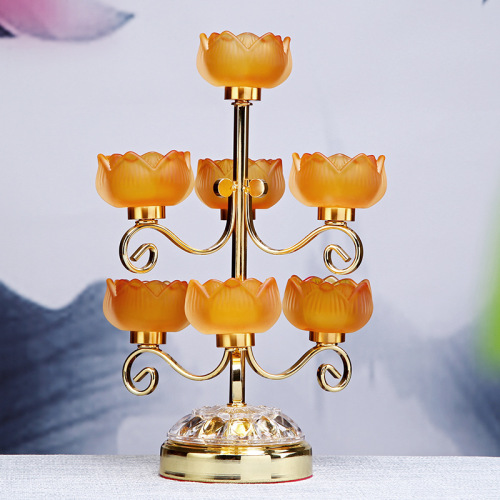buddhist hall supplies alloy colored glaze lotus butter lamp colorful amber candle holder buddhist butter holder wholesale