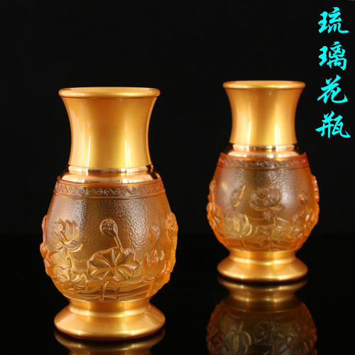 Yuantong Buddhist Supplies Buddhist Hall Decoration Ancient Glaze Glass Vase Vase 