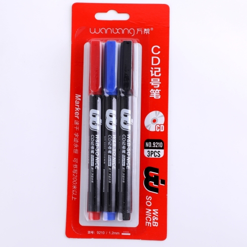 Wanbang Oily Small Single-Head CD Black Red Blue Oversized Chinese Marking Pen King 9210 Clamshell Packaging Hook Line Pen