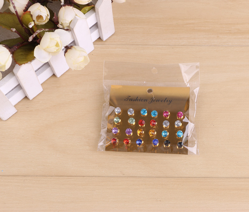 韩版靓色彩色钻石简约时尚耳钉耳环