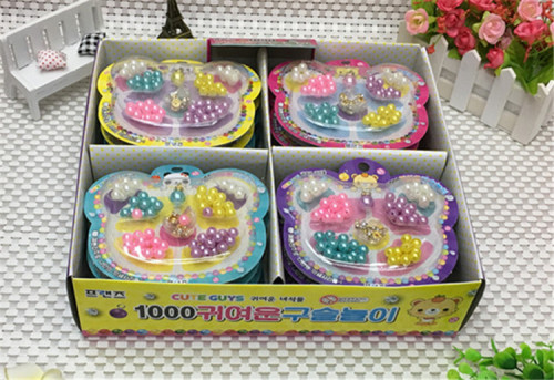 children‘s baby diy beaded bear imitation pearl beaded children‘s educational hand-woven toys factory direct sales