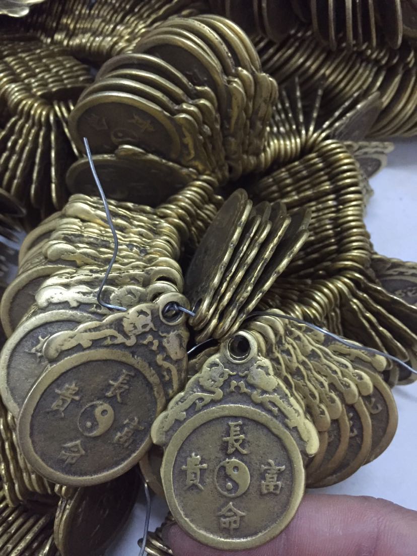 全铜阿弥托佛 长命富贵生肖八卦钱 五帝钱挂件