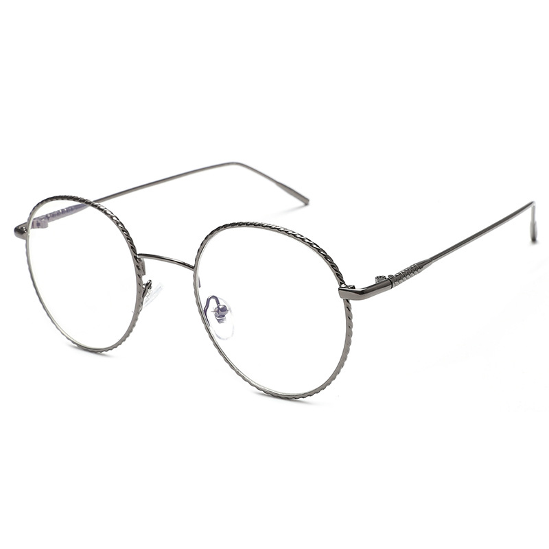 2018新款圆形眼镜框批发条纹太子配近视眼镜架简约装饰金属平光镜