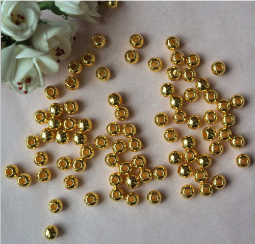 Factory Direct 8mm Large Hole ABS Electroplating Beads CCB Yellow Gold Electroplating round Beads DIY Handmade Accessories Material