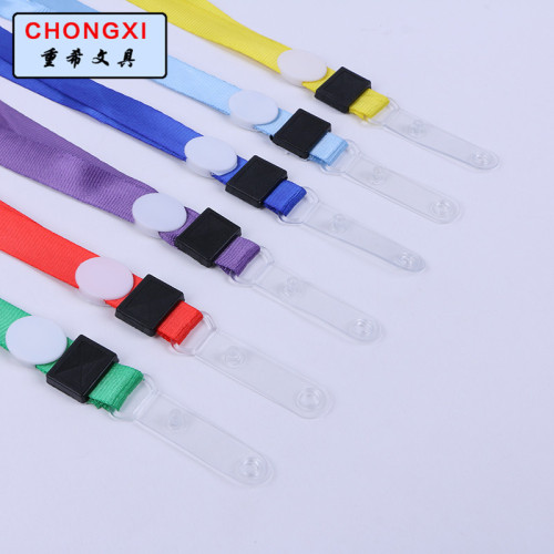 1.5 straight extension buckle with chest card lanyard customized logo id card hang rope factory label rope leather strap rope