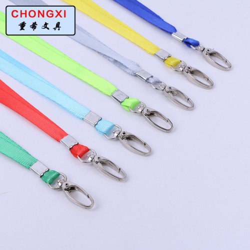 factory wholesale 1.0cm plain weave pointed hook strap mobile phone lanyard chest card lanyard id card iron hook rope