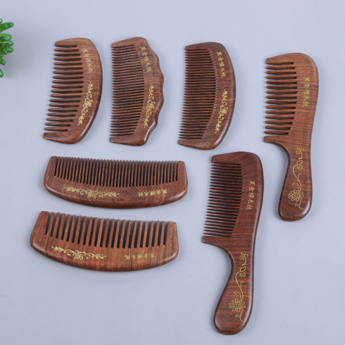 Black Gold Sandalwood Anti-Static massage Wooden Comb Anti-Hair Loss Comb Thickened Whole Material Custom Wooden Comb 