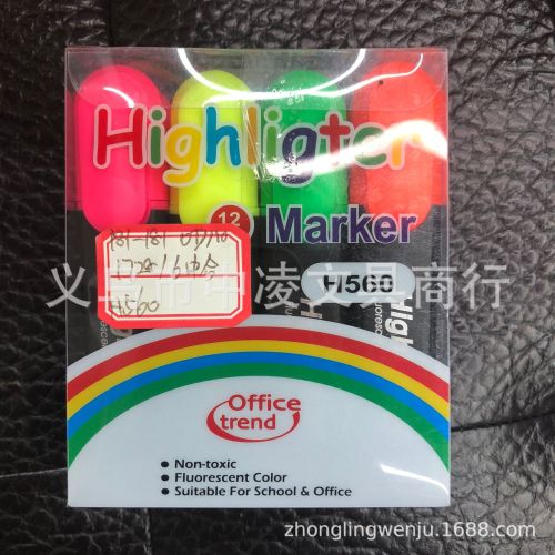 pvc boxed highlighter student teacher marking special pen bright color five 1