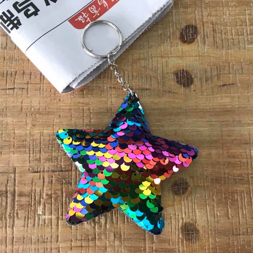 毛绒玩具挂件亮片挂件 翻转亮片钥匙扣 五角星亮片挂件超声波扭蛋
