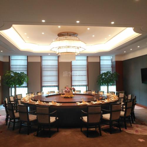 Hangzhou Hotel Box Large round Table New Chinese Style Solid Wood Dining Table Dining Room Box Electric Table and Chair