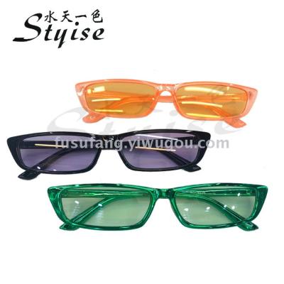 European and American vintage street decorative glasses narrow frame rectangular modern fashion sunglasses 18234