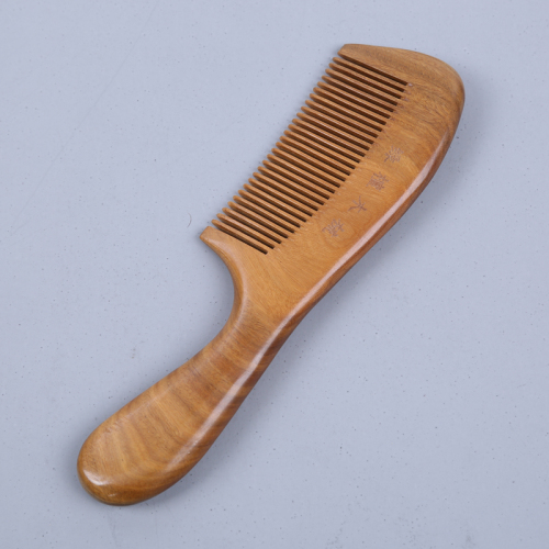 Natural Green Sandalwood Comb Anti-Static Hair Loss Massage Comb Cute Lettering Small Comb