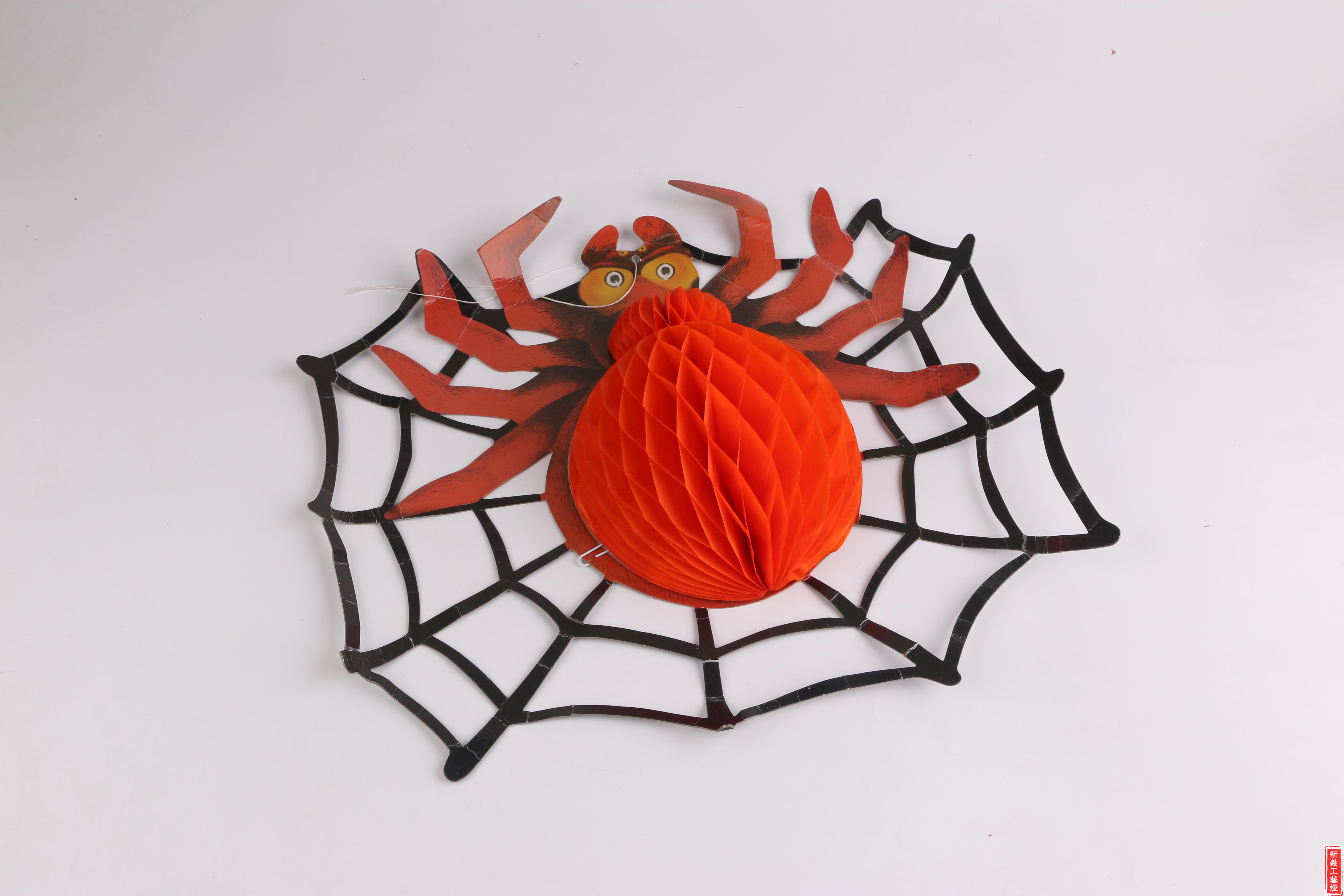 万圣节蜘蛛花边纸花球拉花创意节日装饰用品