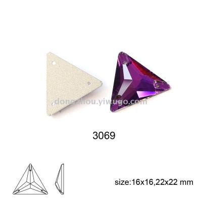 DZ3069 triangle K5 glass flat silver-plated hand sewing stone manufacturer direct selling