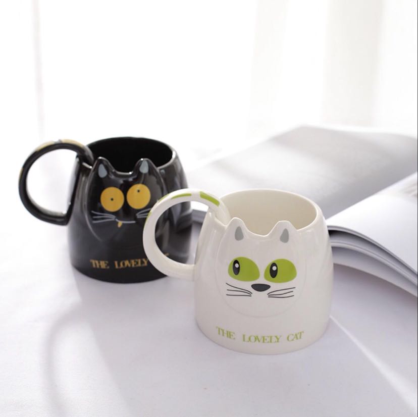 创意卡通萌猫咪头陶瓷杯闺蜜情侣咖啡奶茶办公室学生可爱马克杯