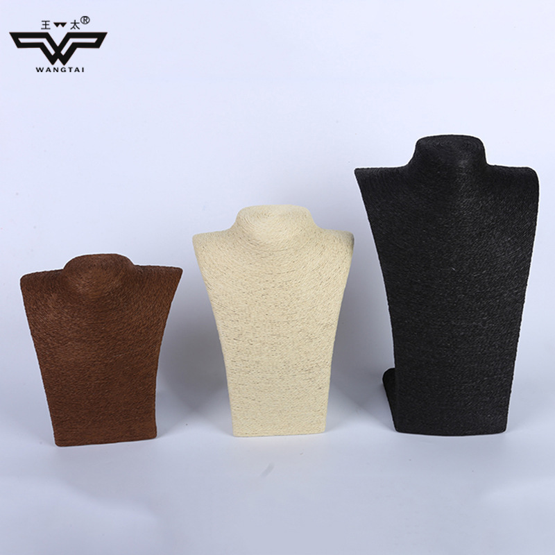 新品促销人模绕线珍珠展示架 草编环保纸绳首饰珠宝展架批发