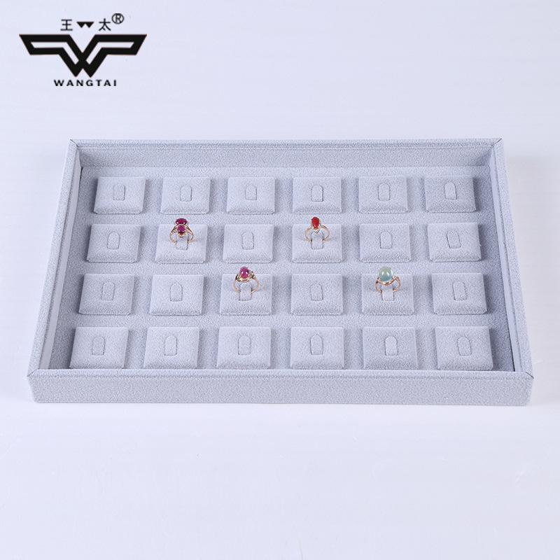 厂家直销饰品展示架 灰绒24位方块戒指盘首饰商场展示托盘可定做