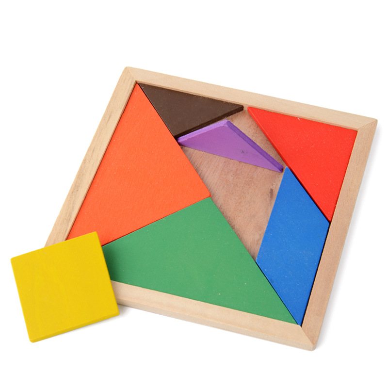 厂家直销 益智玩具 七彩大号七巧板 木制玩具 开发智力 DTY玩具