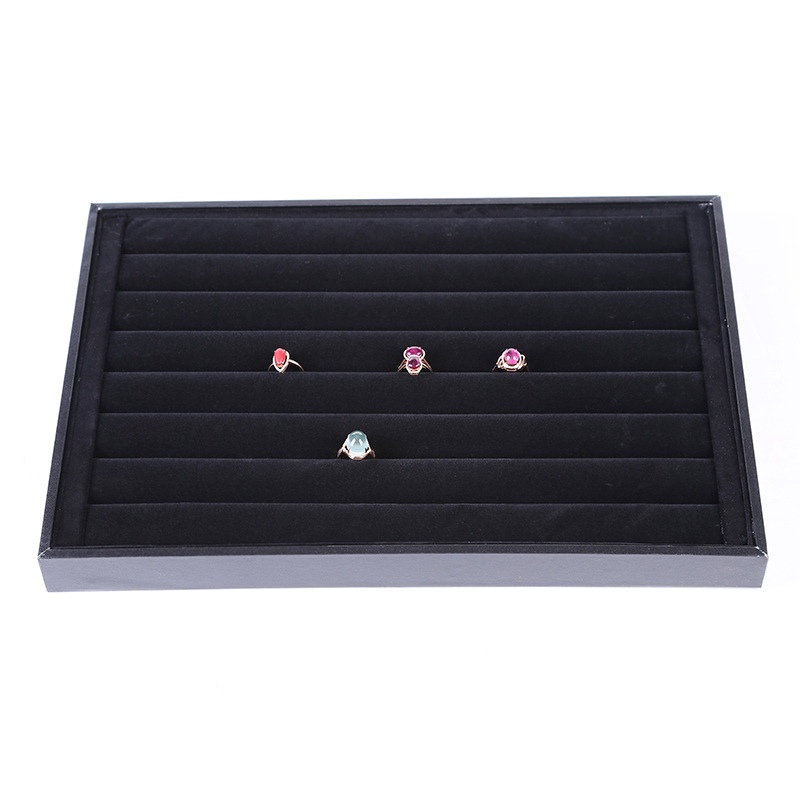 黑绒戒指盘饰品架子 商场分隔首饰戒指托盘看货盘收纳展示托盘
