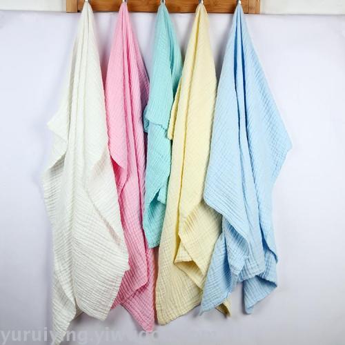 Factory Direct Sale Baby Quilt Bubble Gauze Baby Bath Towel Newborn Plain Baby Cartoon 6-Layer Blanket