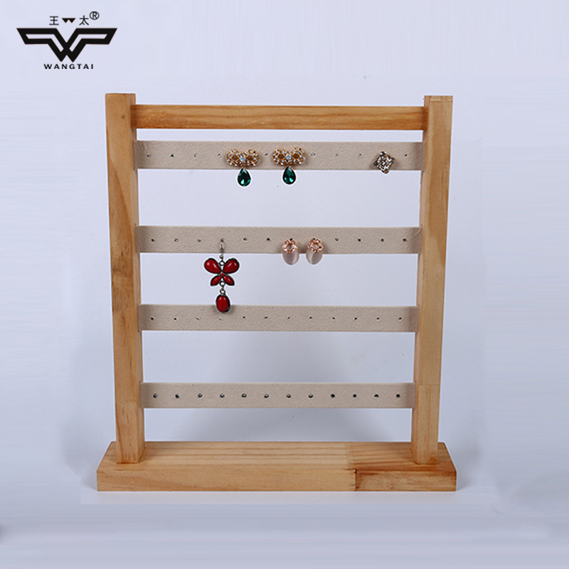 实木四层吊坠展示架 创意吊坠耳钉耳环陈列收纳架摆放盒厂家批发