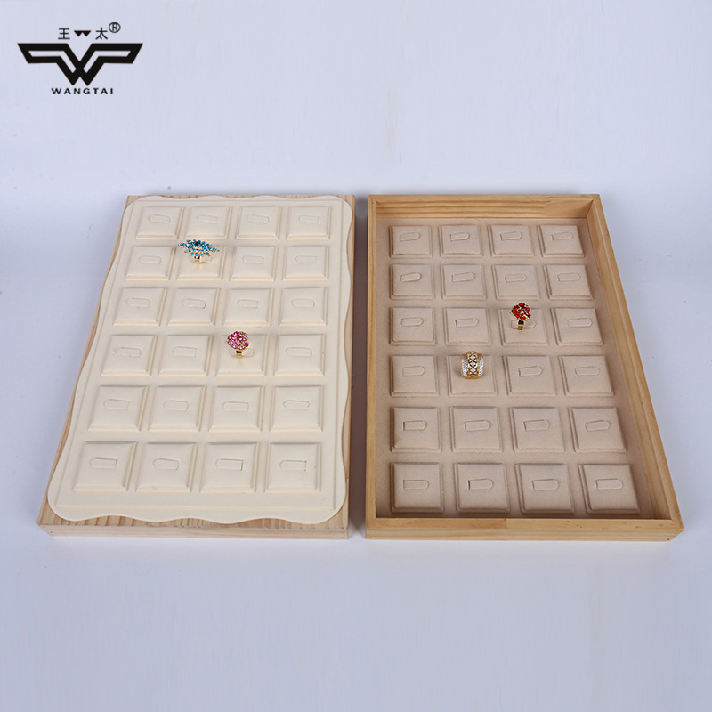 2017新款珠宝戒指PU托盘 立体24格戒指手环简易柜台观赏盘展示架