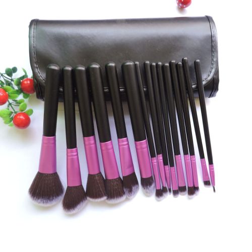 factory direct spot beauty tools makeup brush wooden handle artificial fiber 15 sets of brushes with brush package can be customized