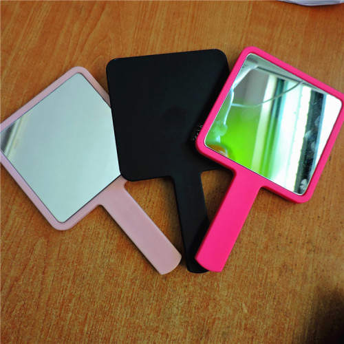 factory direct-sale toiletries plastic glass cosmetic mirror portable dressing single-sided handle mirror can be customized