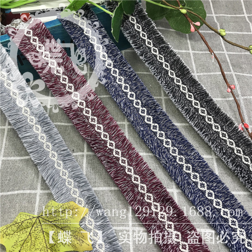 g639 korean ribbon prismatic two-color bilateral small row tassel diy clothing accessories lace factory direct sales