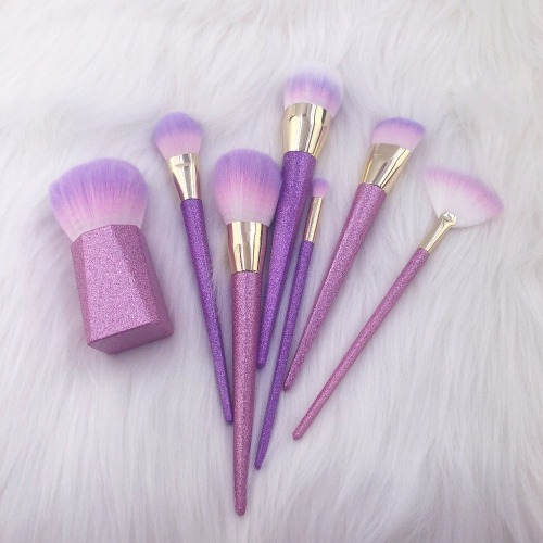 factory direct sales new beauty tools makeup brush plastic electroplating frosted artificial fiber 7 sets of brushes can be customized