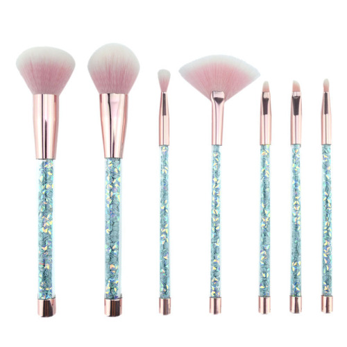 7 Makeup Brushes Set New Seven-Color Sequins Heart-Shaped Makeup Brushes Unicorn Crystal Series Beauty Tools