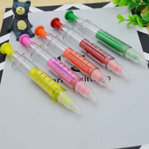 Factory Direct Sales Double-Headed Syringe Fluorescent Pen Syringe Creative Color Fluorescent Pen Taobao Student Prize Pen