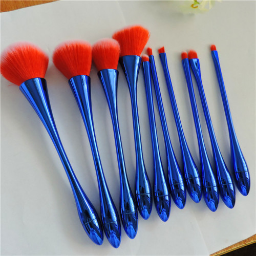 Factory Direct Sales New 10 Makeup Brushes Small Waist Electroplating Makeup Brush Beauty Makeup Tools One-Piece Delivery 