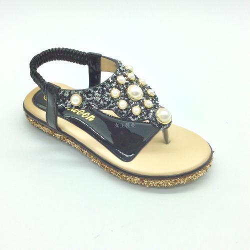 direct sales new black diamond girl flat sandals fashion girls‘ flip-flops flat flip-flops sandals
