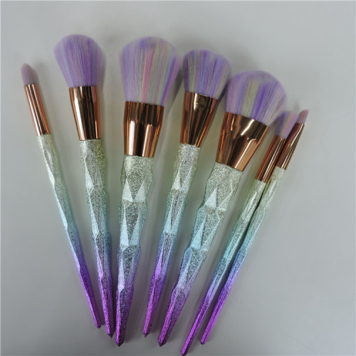 Factory Direct 7 Spiral Makeup Brushes Colorful Gradient Brush Unicorn Foundation Brush Beauty Tools 